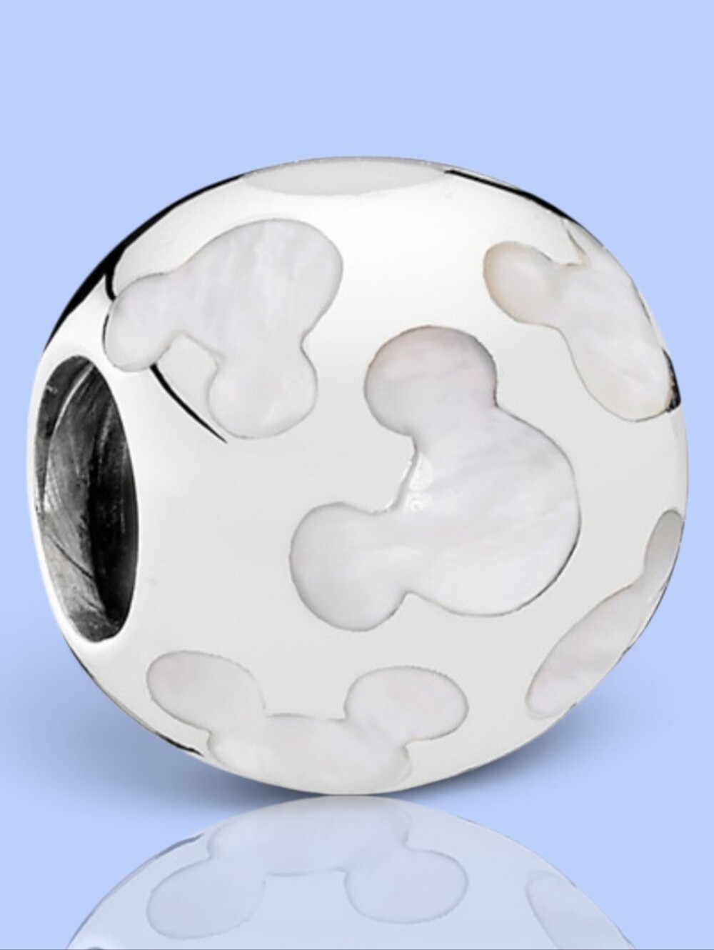Pandora Sterling Silver Pearlescent Disney Mickey Mouse Silhouettes Bead Charm